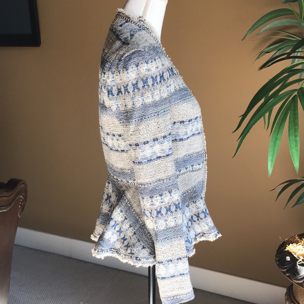 Rebecca Taylor Blue and White Textured Blazer - Picture 7 of 12